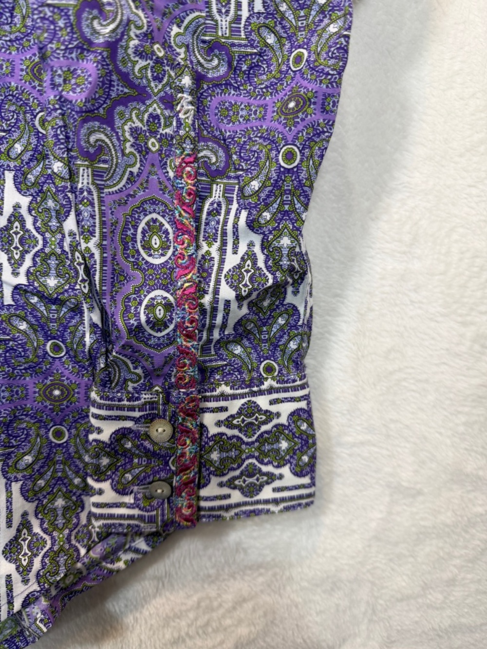 Robert Graham Dress Shirt Mens Size Large Purple Paisley Eclectic 70s All over P - Picture 4 of 11